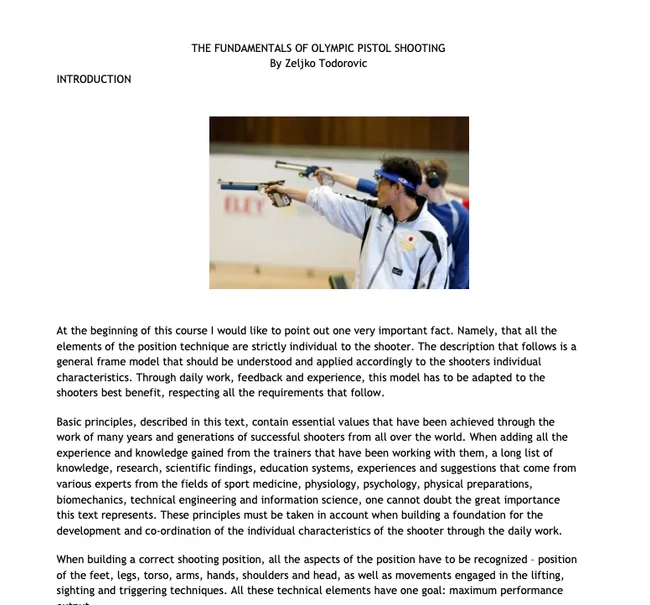 The Fundamentals of Olympic Pistol Shooting